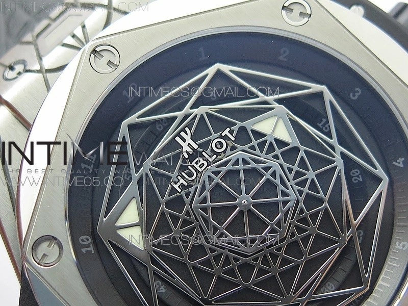 Big Bang Sang Bleu Ti WWF 1:1 Best Edition Black Skeletonal Dial On Black Gummy Strap Asian HB1213 V2