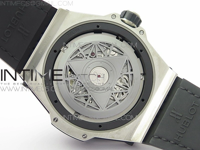 Big Bang Sang Bleu Ti WWF 1:1 Best Edition Black Skeletonal Dial On Black Gummy Strap Asian HB1213 V2
