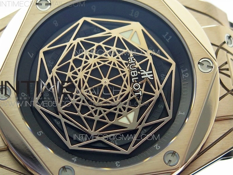 Big Bang Sang Bleu RG Ti WWF 1:1 Best Edition Black Skeletonal Dial On Black Gummy Strap Asian HB1213 V2