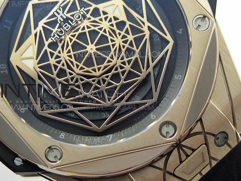 Big Bang Sang Bleu RG Ti WWF 1:1 Best Edition Black Skeletonal Dial On Black Gummy Strap Asian HB1213 V2