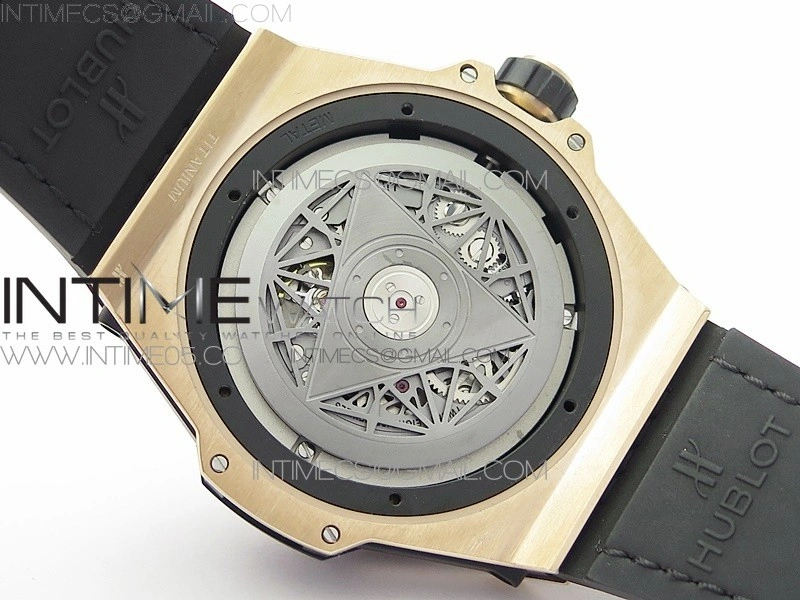 Big Bang Sang Bleu RG Ti WWF 1:1 Best Edition Black Skeletonal Dial On Black Gummy Strap Asian HB1213 V2