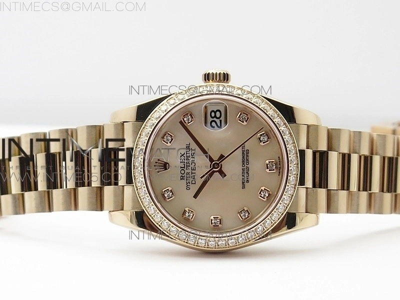 Datejust 31mm 278275 RG Dia Bezel BP Best Edition White MOP Crystal Markers Dial on RG President Bracelet