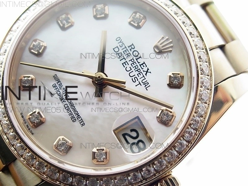 Datejust 31mm 278275 RG Dia Bezel BP Best Edition White MOP Crystal Markers Dial on RG President Bracelet