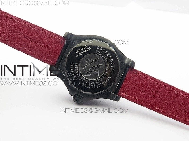 Avenger II Seawolf DLC V2 Best Edition Black Dial Numeral Markers Red Second Hand on Black Strap A2836(Free Brown Leather Strap
