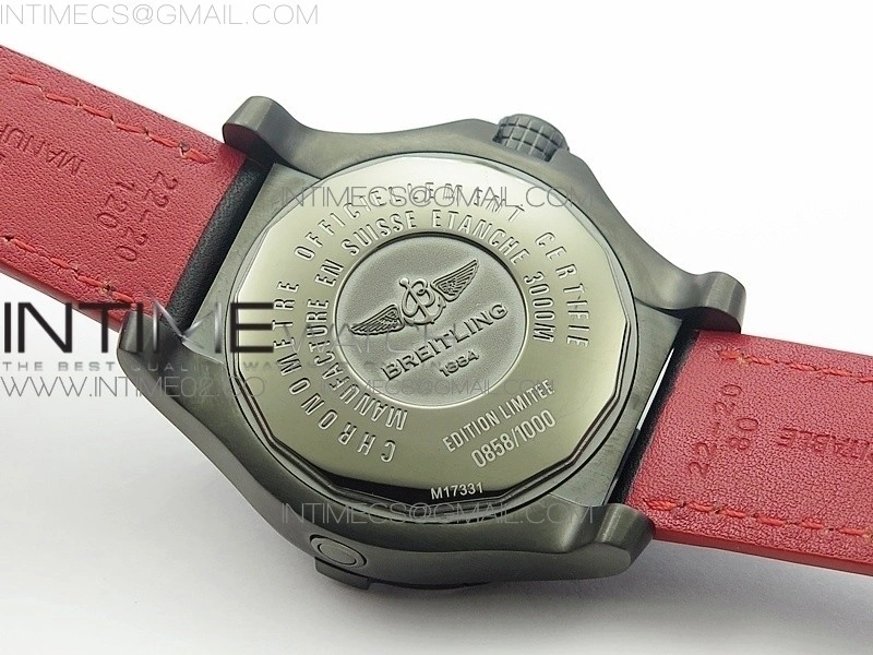 Avenger II Seawolf DLC V2 Best Edition Black Dial Numeral Markers Red Second Hand on Black Strap A2836(Free Brown Leather Strap