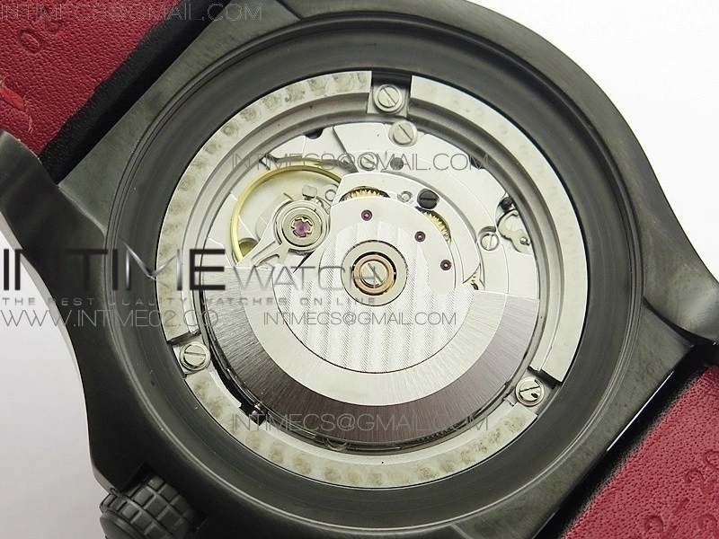 Avenger II Seawolf DLC V2 Best Edition Black Dial Numeral Markers Red Second Hand on Black Strap A2836(Free Brown Leather Strap