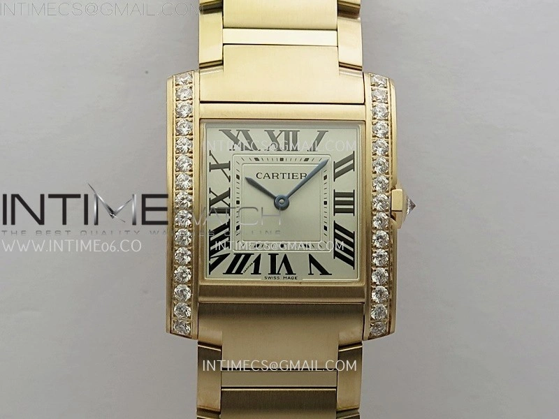 Tank Francaise Ladies 27mm Diamond Bezel RG 8848F 1:1 Best Edition Silver Dial on RG Bracelet Ronda Quartz V2