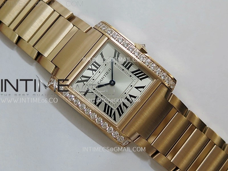 Tank Francaise Ladies 27mm Diamond Bezel RG 8848F 1:1 Best Edition Silver Dial on RG Bracelet Ronda Quartz V2