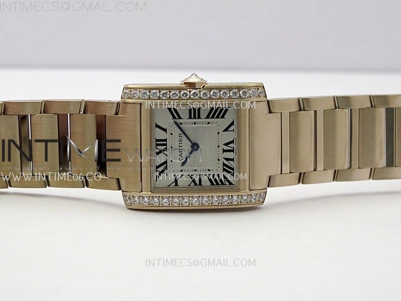 Tank Francaise Ladies 27mm Diamond Bezel RG 8848F 1:1 Best Edition Silver Dial on RG Bracelet Ronda Quartz V2