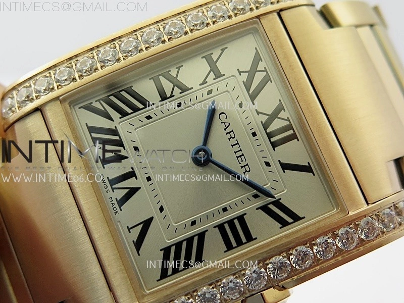 Tank Francaise Ladies 27mm Diamond Bezel RG 8848F 1:1 Best Edition Silver Dial on RG Bracelet Ronda Quartz V2