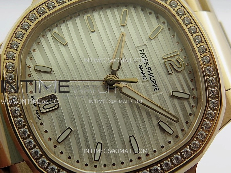 Nautilus 7118 Ladies Diamond Bezel RG DDF 1:1 Best Edition Silver Dial On RG Bracelet Super Clone DD324