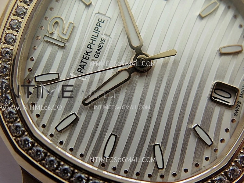Nautilus 7118 Ladies Diamond Bezel RG DDF 1:1 Best Edition Silver Dial On RG Bracelet Super Clone DD324