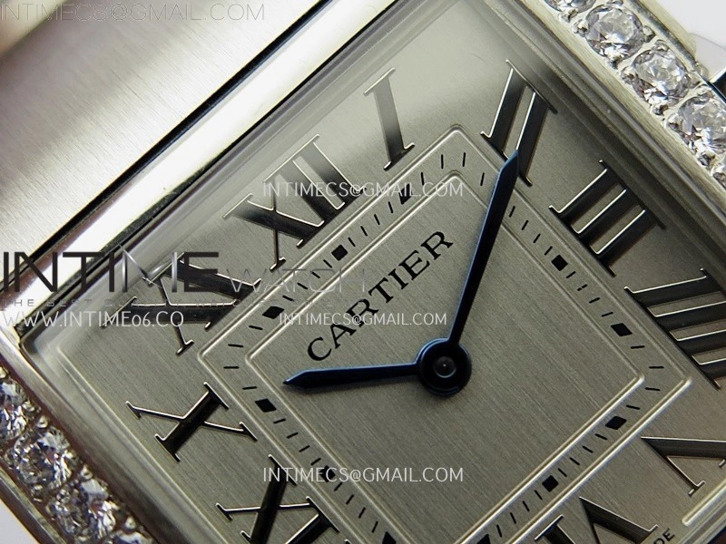 Tank Francaise Ladies 27mm Diamond Bezel SS 8848F 1:1 Best Edition Silver Dial on SS Bracelet Ronda Quartz V2