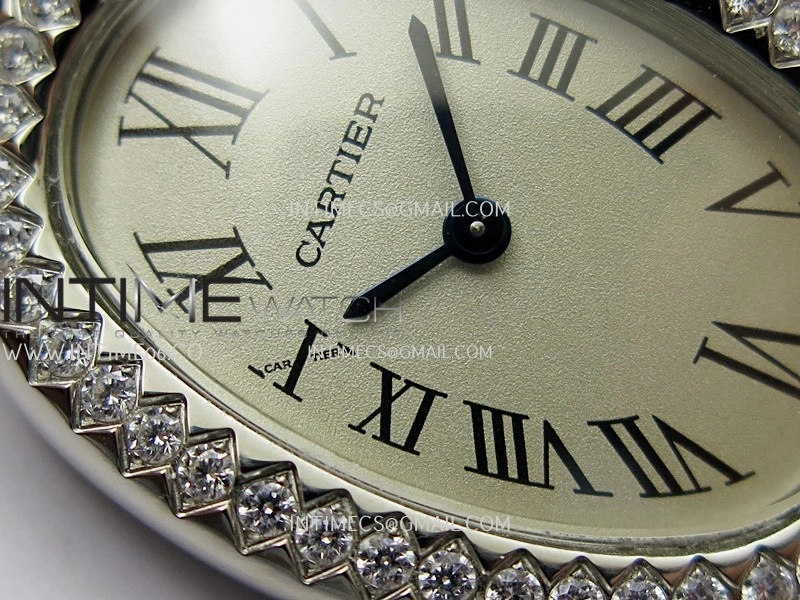 Baignoire Watch Diamond Bezel SS AF 1:1 Best Edition Silver Dial On Black Croco Strap RONDA Quartz