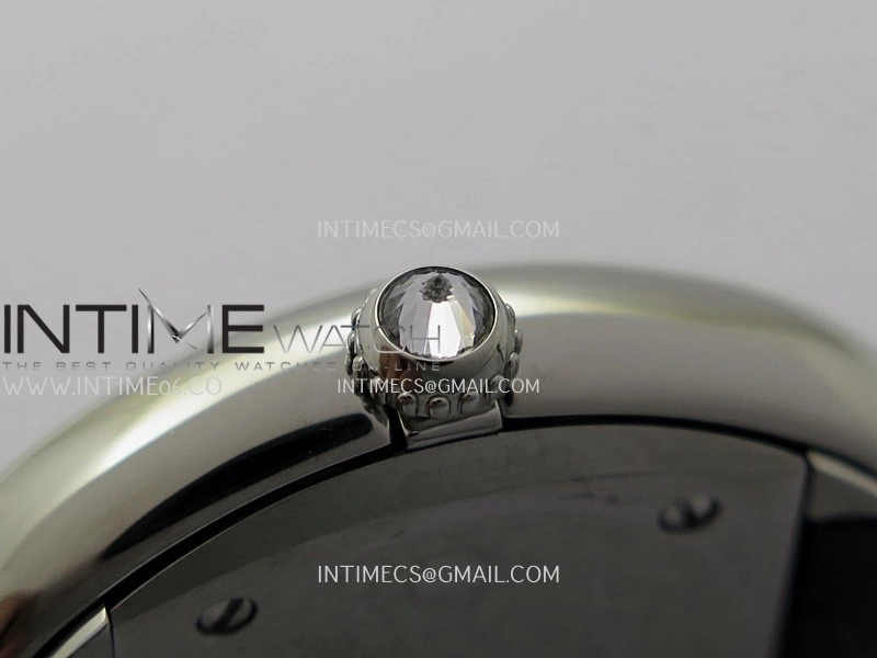 Baignoire Watch Diamond Bezel SS AF 1:1 Best Edition Silver Dial On Black Croco Strap RONDA Quartz