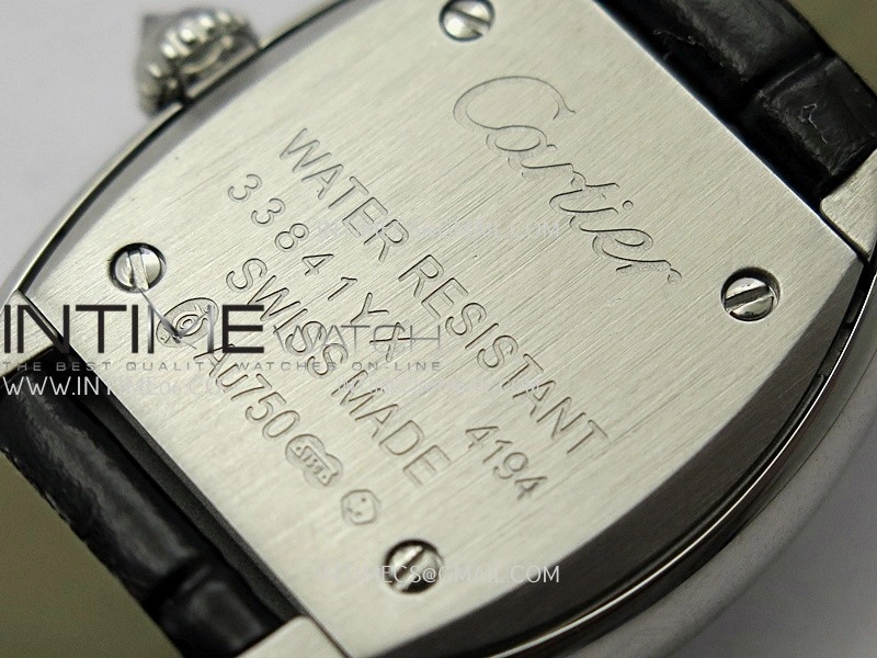 Baignoire Watch Diamond Bezel SS AF 1:1 Best Edition Silver Dial On Black Croco Strap RONDA Quartz