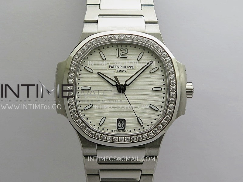 Nautilus 7118 Ladies Diamond Bezel SS DDF 1:1 Best Edition Silver Dial On SS Bracelet Super Clone DD324