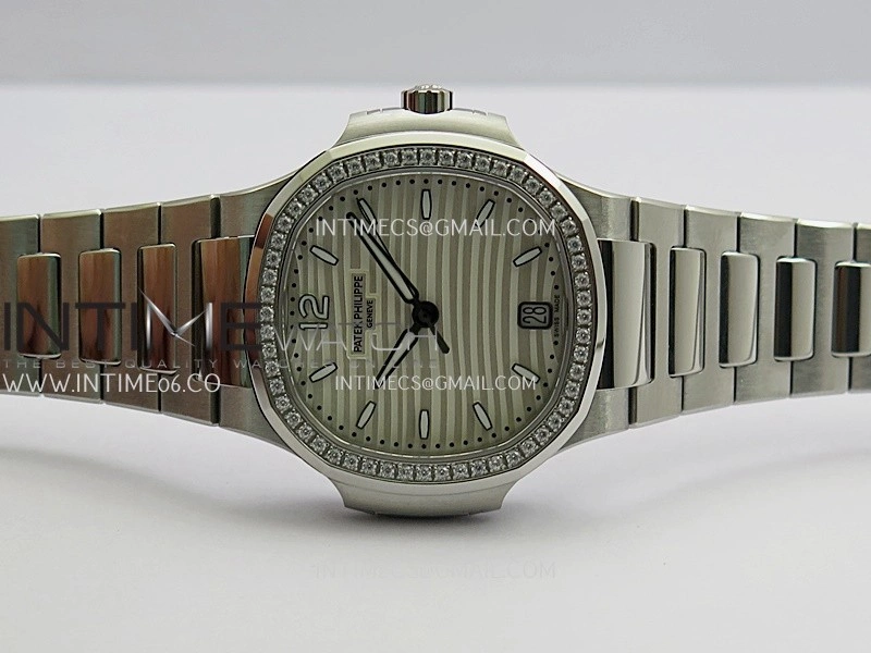 Nautilus 7118 Ladies Diamond Bezel SS DDF 1:1 Best Edition Silver Dial On SS Bracelet Super Clone DD324