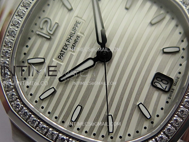 Nautilus 7118 Ladies Diamond Bezel SS DDF 1:1 Best Edition Silver Dial On SS Bracelet Super Clone DD324