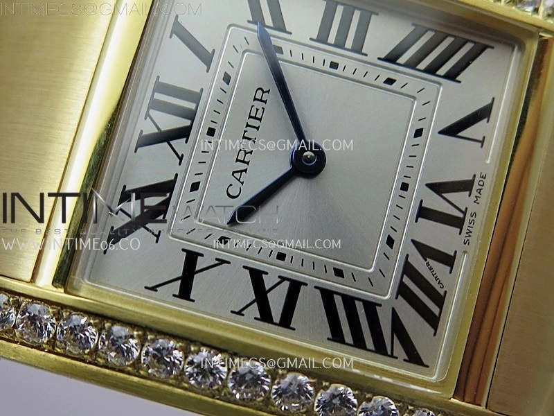 Tank Francaise Ladies 27mm Diamond Bezel YG 8848F 1:1 Best Edition Silver Dial on YG Bracelet Ronda Quartz V2