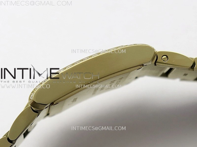 Tank Francaise Ladies 27mm Diamond Bezel YG 8848F 1:1 Best Edition Silver Dial on YG Bracelet Ronda Quartz V2