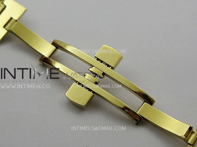 La D de Dior Satine 25mm Diamond Bezel YG 8848F 1:1 Best Edition White MOP Dial on SS bracelet Swiss Quartz