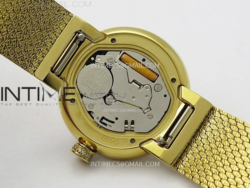 La D de dior Satine 25mm Diamond Bezel YG Case 8848F 1:1 Best Edition Gold Dial on YG bracelet Swiss Quartz