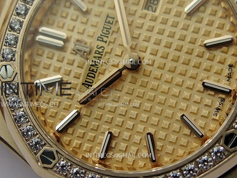 Lady Royal Oak 33mm 67651 Diamonds Bezel RG ZF 1:1 Best Edition RG Textured Dial on RG Bracelet RONDA Quartz