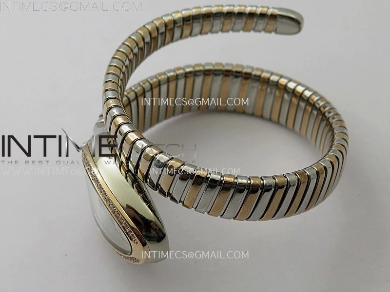 Serpenti 35mm Diamonds Bezel SS RG BVF 1:1 Best Edition Silver Dial on SS RG Bracelet Ronda Quartz