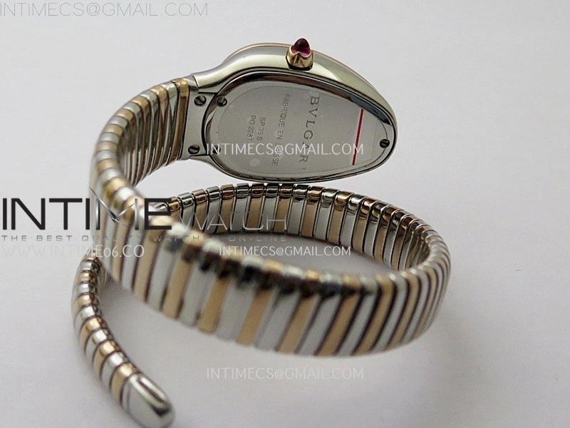 Serpenti 35mm Diamonds Bezel SS RG BVF 1:1 Best Edition Silver Dial on SS RG Bracelet Ronda Quartz