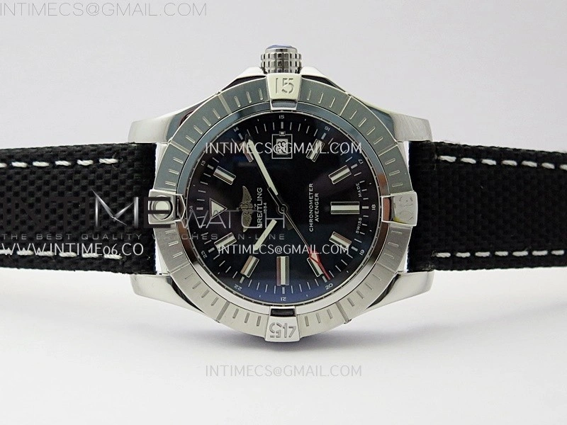 Avenger Automatic 43mm SS TF 1:1 Best Edition Black Dial Stick Marker on Black Nylon Strap A2824