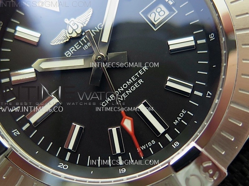 Avenger Automatic 43mm SS TF 1:1 Best Edition Black Dial Stick Marker on Black Nylon Strap A2824