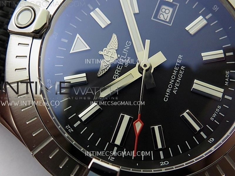 Avenger Automatic 43mm SS TF 1:1 Best Edition Black Dial Stick Marker on Black Nylon Strap A2824
