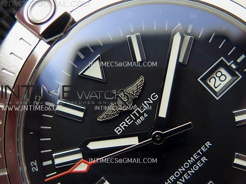Avenger Automatic 43mm SS TF 1:1 Best Edition Black Dial Stick Marker on Black Nylon Strap A2824