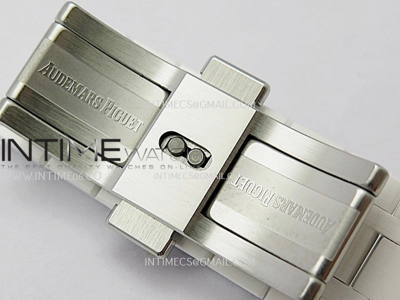 Royal Oak 15500 White Ceramic APSF 1:1 Best Edition Silver Dial On White Ceramic Bracelet SA4302 Super Clone
