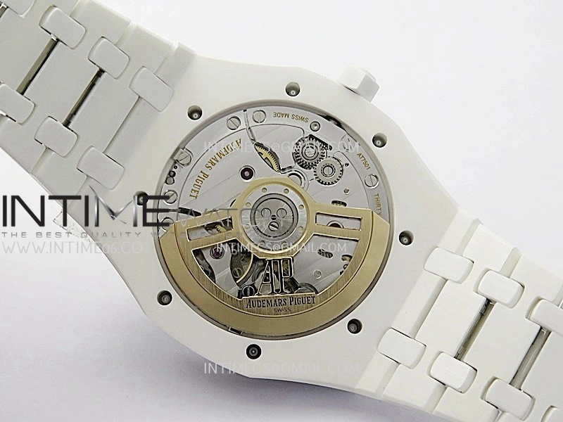 Royal Oak 15500 White Ceramic APSF 1:1 Best Edition Silver Dial On White Ceramic Bracelet SA4302 Super Clone