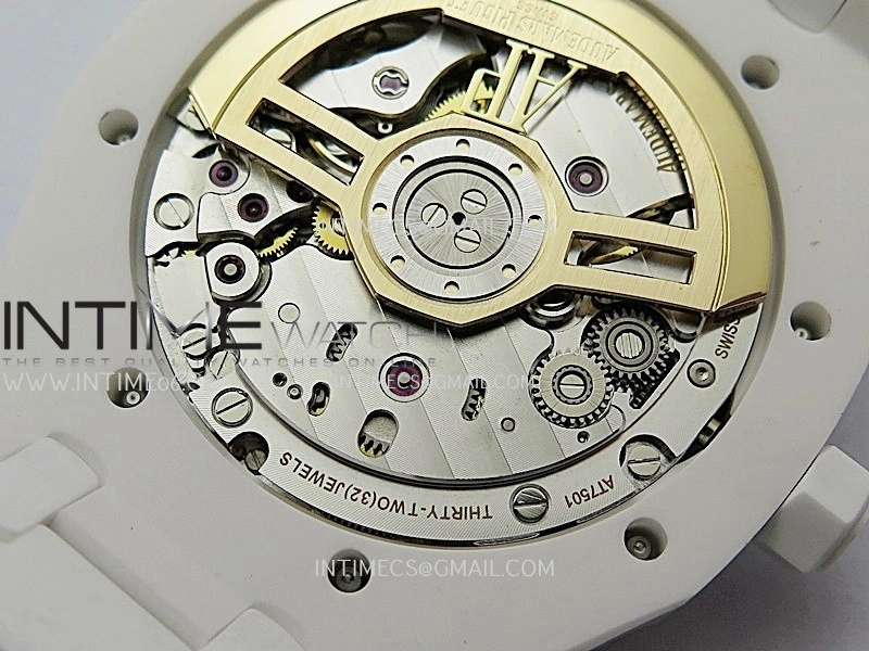 Royal Oak 15500 White Ceramic APSF 1:1 Best Edition Silver Dial On White Ceramic Bracelet SA4302 Super Clone