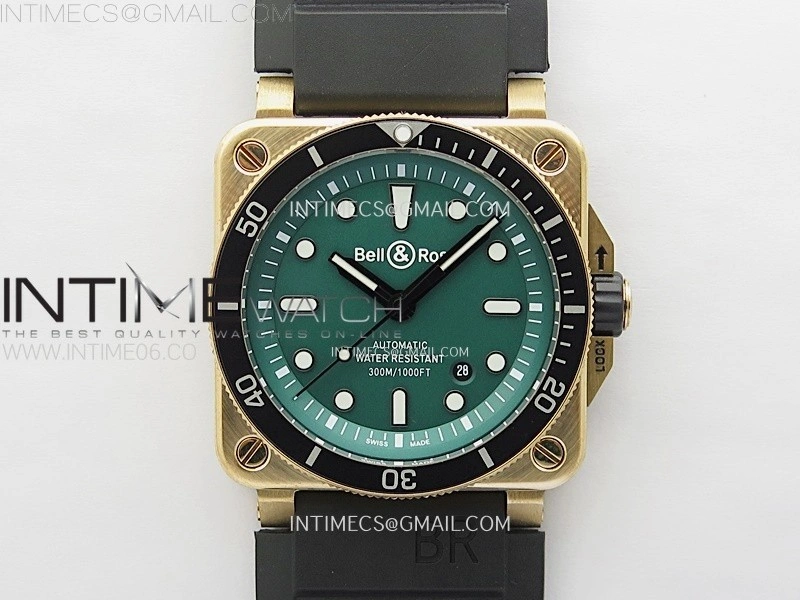 BR 03-92 Diver Ceramic Bezel Bronze B12 1:1 Best Edition Green Dial on Black Rubber Strap MIYOTA 9015