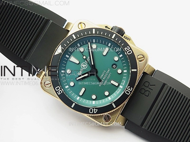 BR 03-92 Diver Ceramic Bezel Bronze B12 1:1 Best Edition Green Dial on Black Rubber Strap MIYOTA 9015