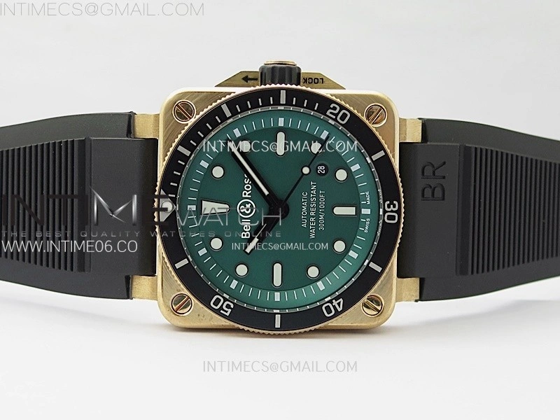 BR 03-92 Diver Ceramic Bezel Bronze B12 1:1 Best Edition Green Dial on Black Rubber Strap MIYOTA 9015