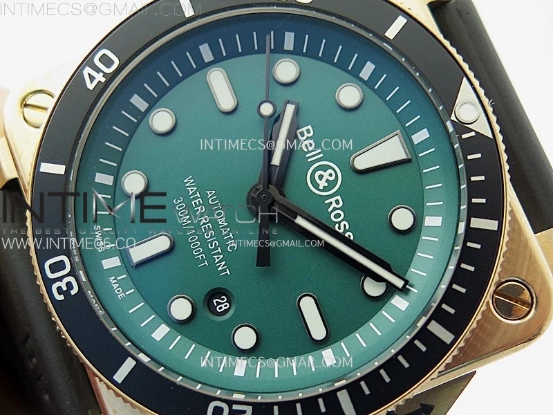BR 03-92 Diver Ceramic Bezel Bronze B12 1:1 Best Edition Green Dial on Black Rubber Strap MIYOTA 9015