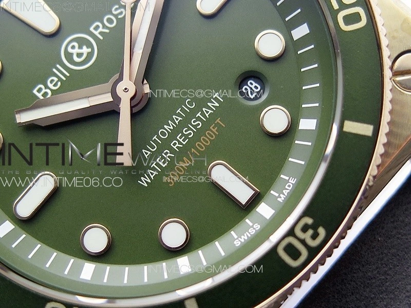 BR 03-92 Diver Ceramic Bezel Bronze B12 1:1 Best Edition Green Dial on Gray Leather Strap MIYOTA 9015
