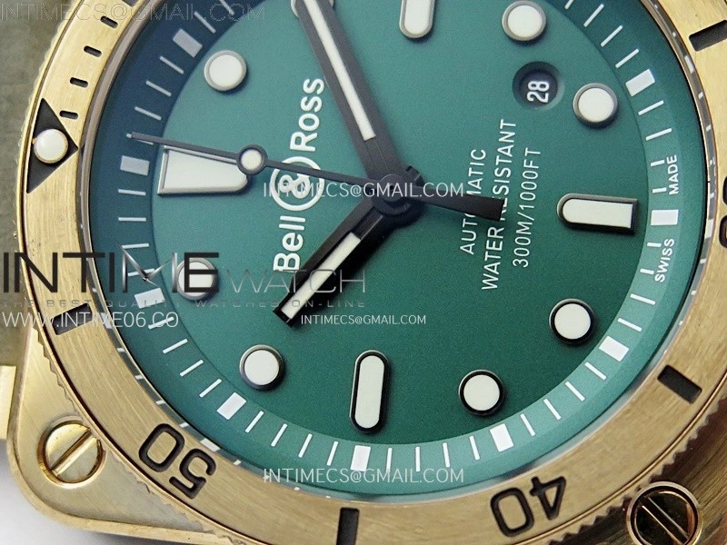 BR 03-92 Diver Ceramic Bezel Bronze B12 1:1 Best Edition Green Dial on Gray Leather Strap MIYOTA 9015