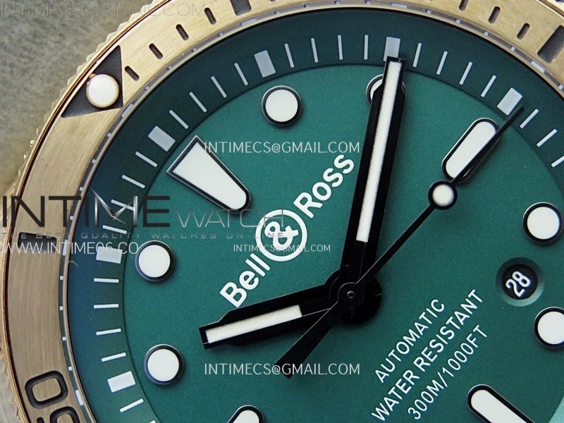 BR 03-92 Diver Ceramic Bezel Bronze B12 1:1 Best Edition Green Dial on Gray Leather Strap MIYOTA 9015