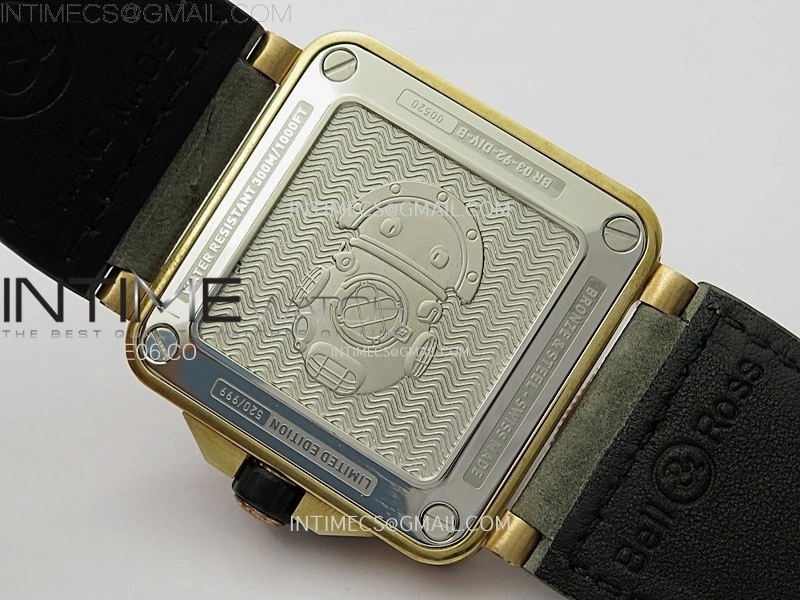 BR 03-92 Diver Ceramic Bezel Bronze B12 1:1 Best Edition Green Dial on Gray Leather Strap MIYOTA 9015
