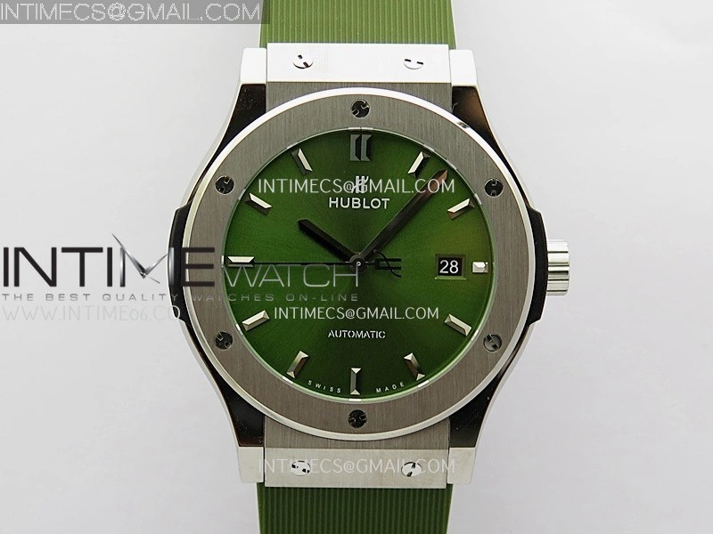 Classic Fusion 42mm Titanium JJZF 1:1 V2 Best Edition Green Dial On Green Rubber Strap