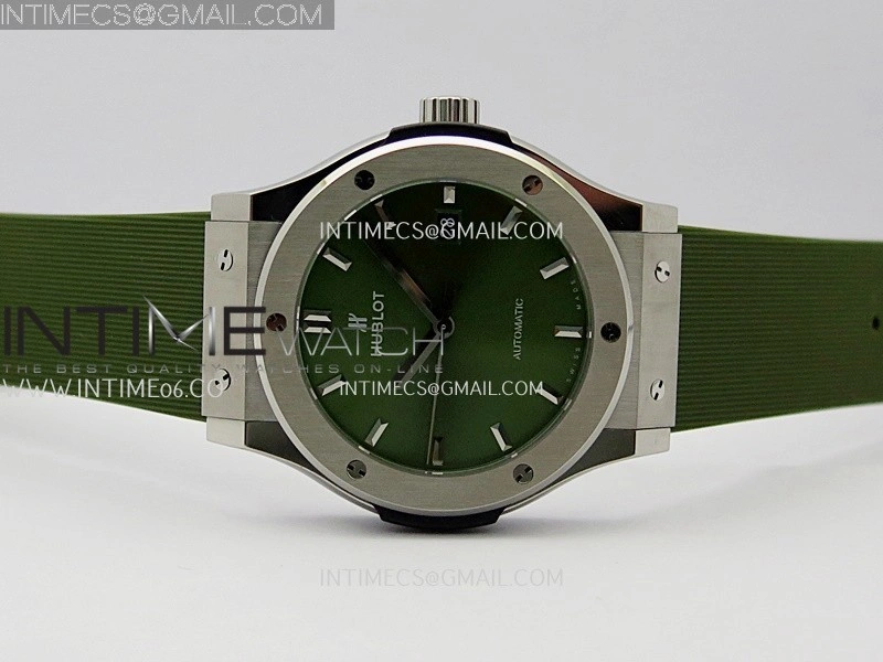 Classic Fusion 42mm Titanium JJZF 1:1 V2 Best Edition Green Dial On Green Rubber Strap