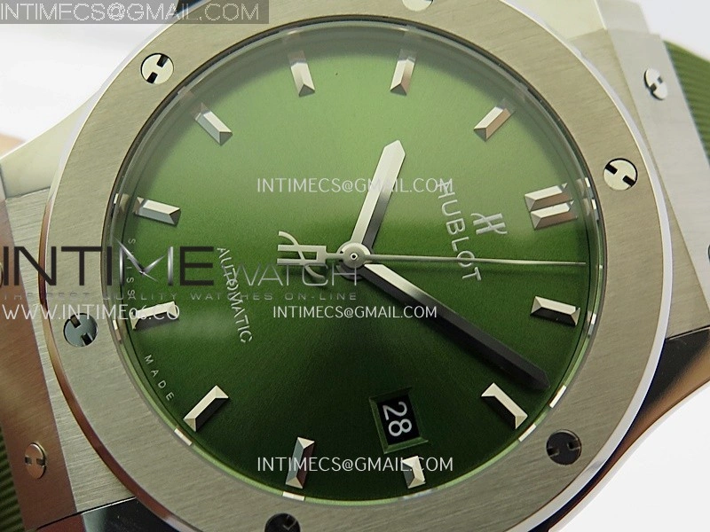 Classic Fusion 42mm Titanium JJZF 1:1 V2 Best Edition Green Dial On Green Rubber Strap
