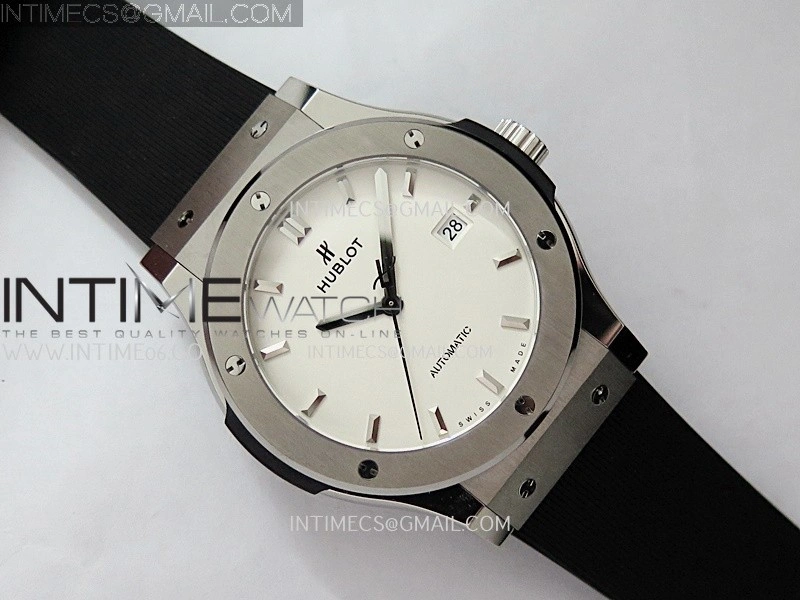 Classic Fusion 42mm Titanium JJZF 1:1 V2 Best Edition White Dial On Black Rubber Strap