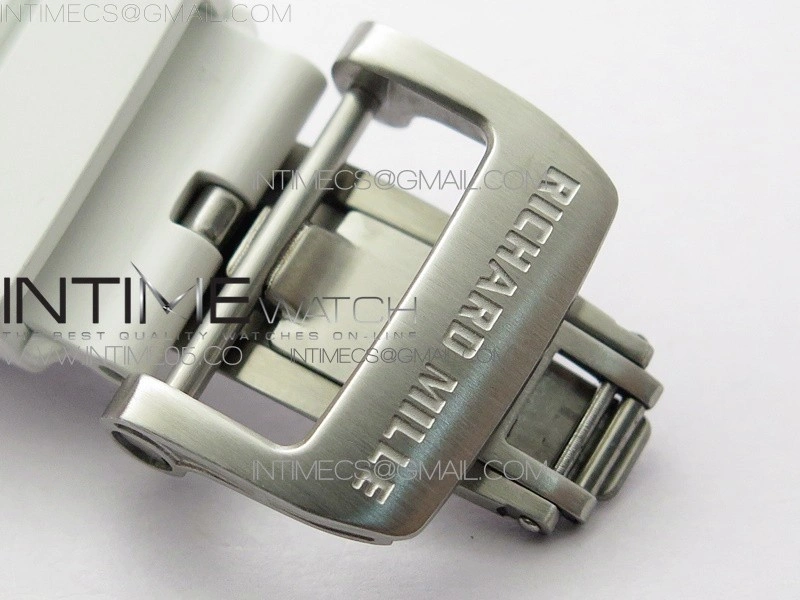 RM055 White Ceramic KVF Best Edition Skeleton Dial Blue Crown on White Rubber Strap MIYOTA8215 V3